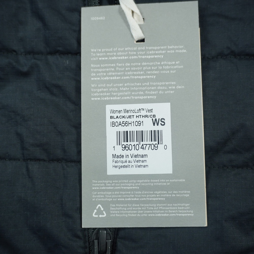 Icebreaker MerinoLoft Vest Women's Small Black Jet Heather NEW Gorpcore Athletic - Picture 10 of 16
